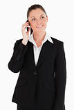 Gorgeous woman in suit on the phone