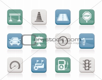 Road, navigation and traffic  icons