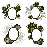 Vector set of vintage frames with flowers