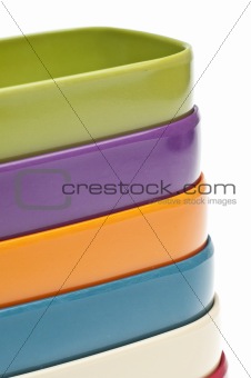 Set of Colored Bowls Background Texture