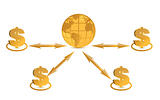 Global success concept dollar signs