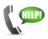 Phone with chat box asking for help. Illustration design