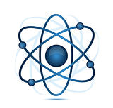 blue atom illustration isolated over a white background