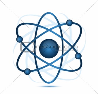 blue atom illustration isolated over a white background