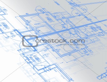 Sample of architectural blueprints over a light gray background / Blueprint