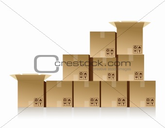boxes stacked up over a white background