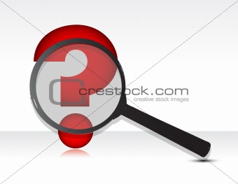 Question mark under magnifier glass illustration design