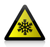 Cold Warning Triangular Sign illustration design over white