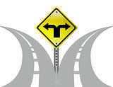 Decision choice direction arrows road sign