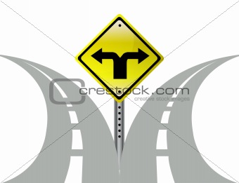 Decision choice direction arrows road sign
