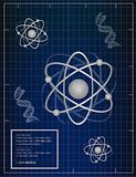 Atoms and DNA matching background illustration design