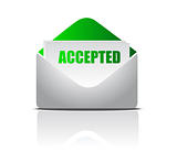 accepted (letter)  illustration of mail envelope over white background