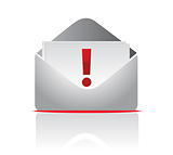 icon mail envelope with exclamation sign over a white background