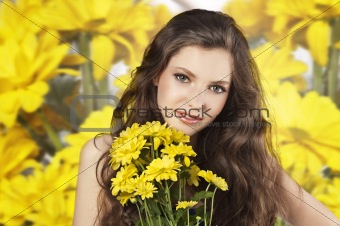 fresh girl with yellow flower