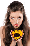 pretty girl with sunflower