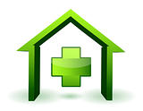 green health house and cross icon illustration design
