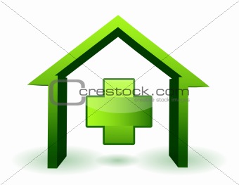 green health house and cross icon illustration design