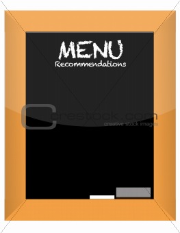 menu recommendations on blackboard with frame illustration design