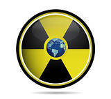 Nuclear sign with earth globe over white background