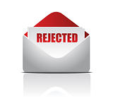 Rejected (letter)  illustration of mail envelope over white background