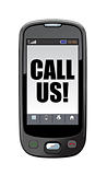 call us cellphone illustration design isolated over a white background