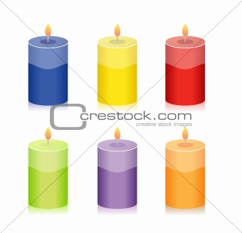Colorful candle set illustration design isolated over a white background