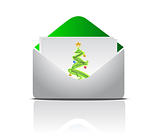 christmas postcard inside an envelope isolated over a white background