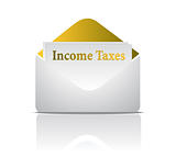 income tax golden envelope design isolated over a white background