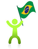 Icon man waiving a Brazilian flag illustration