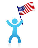 american man waving a USA flag illustration design isolated over white