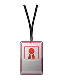 Security ID pass on a black lanyard. Isolated on white, ready for your text.