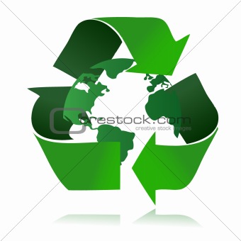 Recycle logo with the earth inside illustration design isolated over white