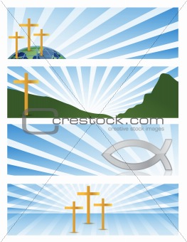 four illustration Religious banners isolated over a white background