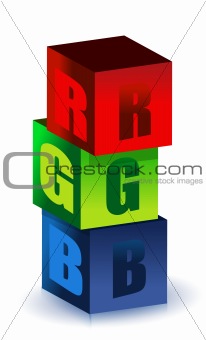 RGB illustration boxes isolated over a white background