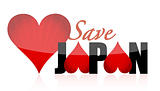 Help save japan hearts illustration design isolated over a white background