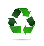 Green recycling logo over a white background. illustration design