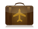 airplane luggage brown illustration design isolated over white