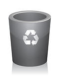 Illustration of a traditional trashcan with a reminder to recycle