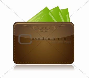 Brown leather wallet isolated over white