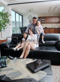 young family at home