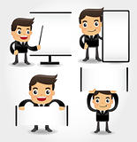 set of funny cartoon office worker icon
