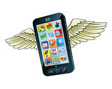 Smart mobile phone flying with wings
