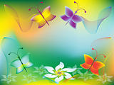 vector flower background with butterfly