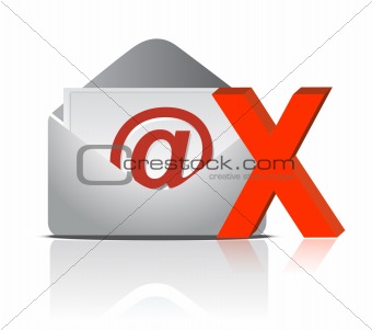 e mail icon and red cross illustration design