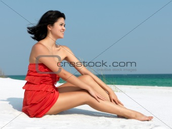 Woman Relaxing on a Beach