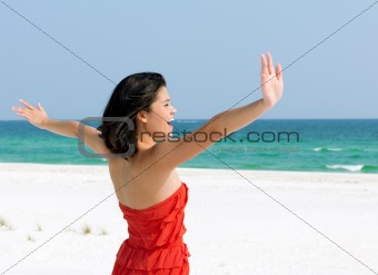 Woman Relaxing on Beach