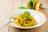 Pasta with Saffron and arugula pesto