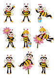 cute bee icons set