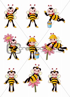 cute bee icons set