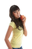 Good nutrition girl eat apple